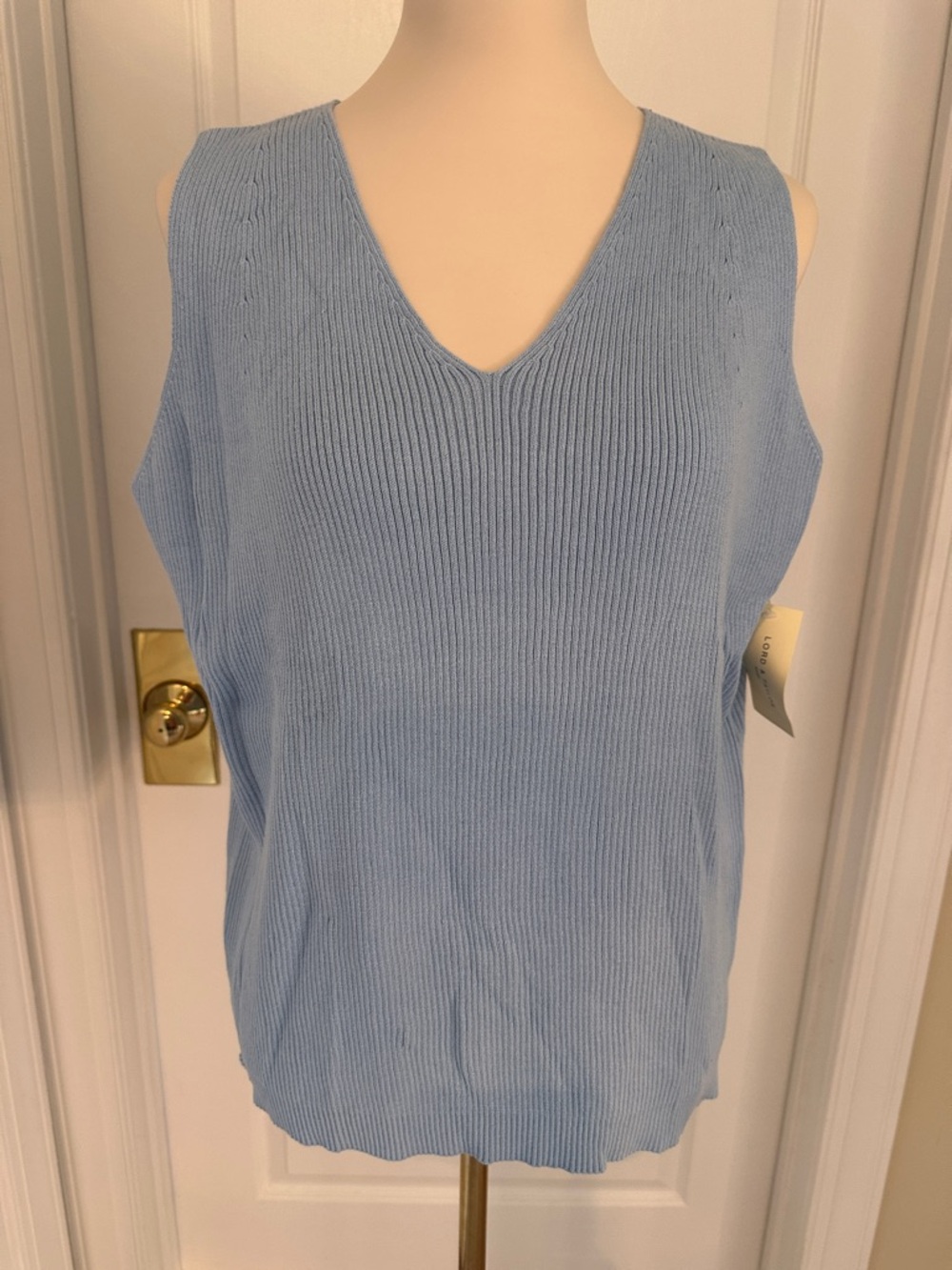 NWT Lord & Taylor Light Blue V-Neck Knit Sweater Vest Sz 1X